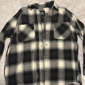 ripcurl Black and White Plaid Button-Up Shirt